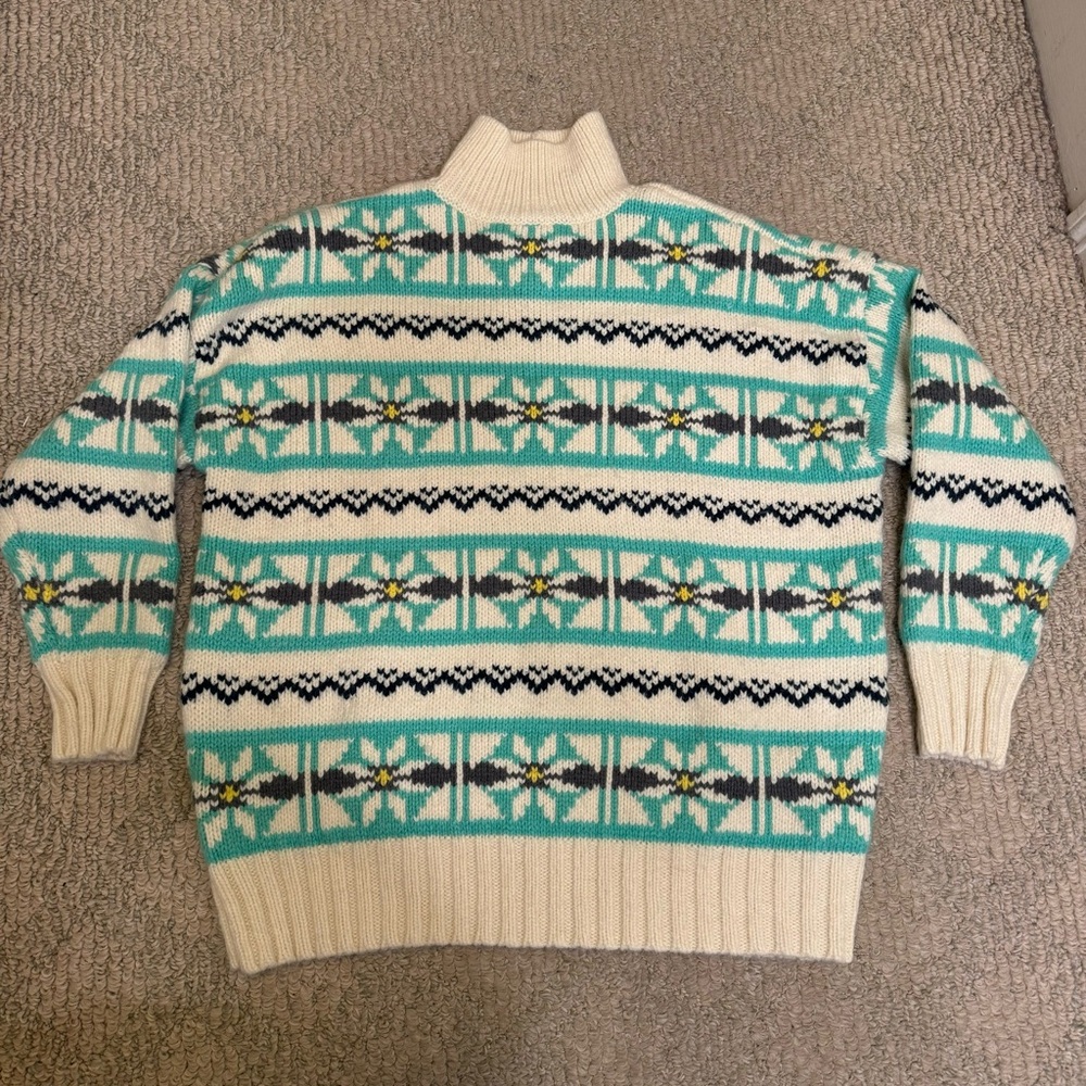 American Eagle Sweater Mock Neck Chunky Knit Scandinavian Style Ski XS
